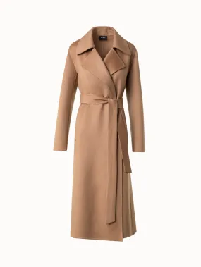 Luxurious 100% Cashmere Trench Wrap Coat - Elegant Outerwear for Ultimate Warmth and Style