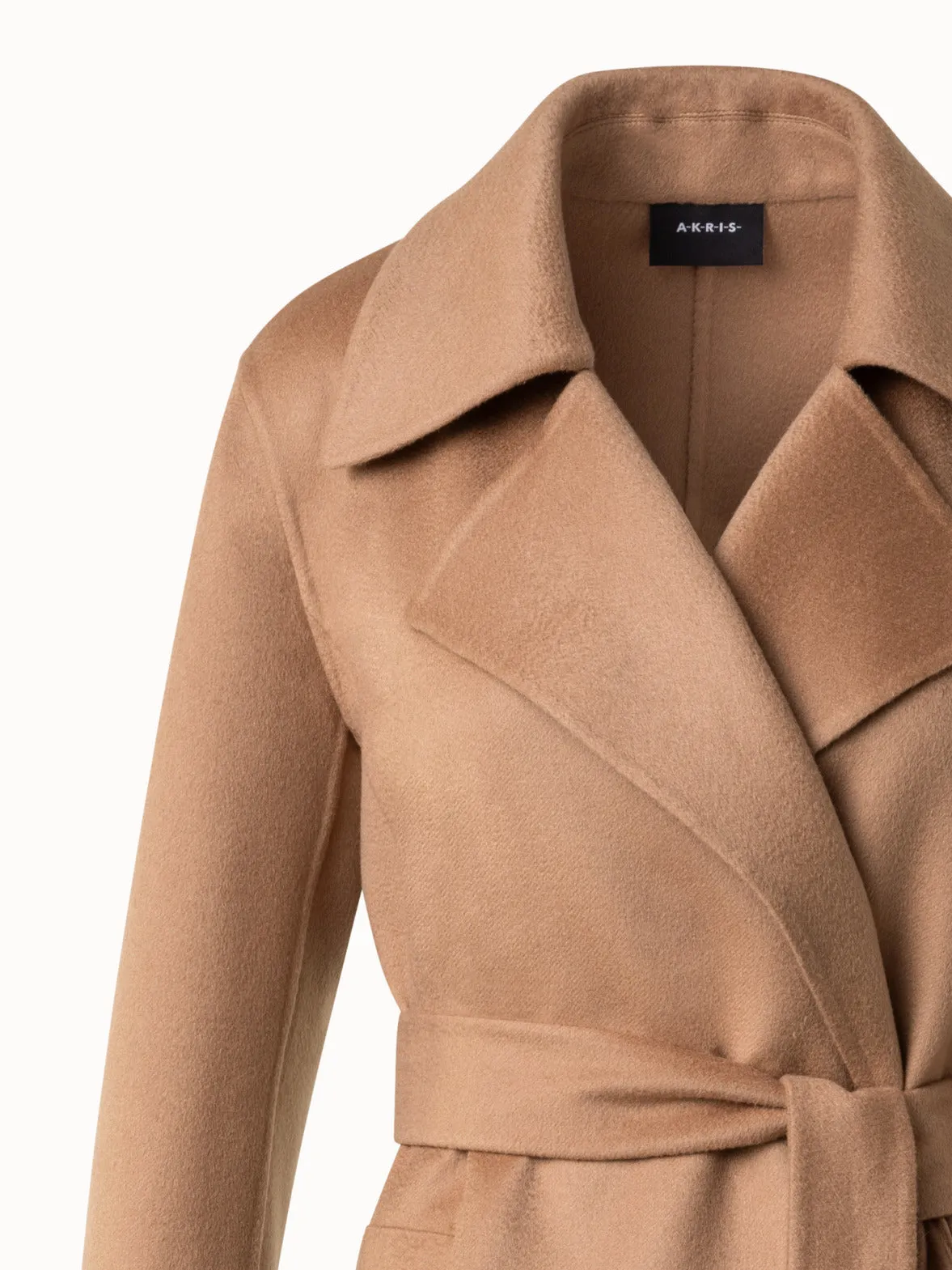 Luxurious 100% Cashmere Trench Wrap Coat - Elegant Outerwear for Ultimate Warmth and Style