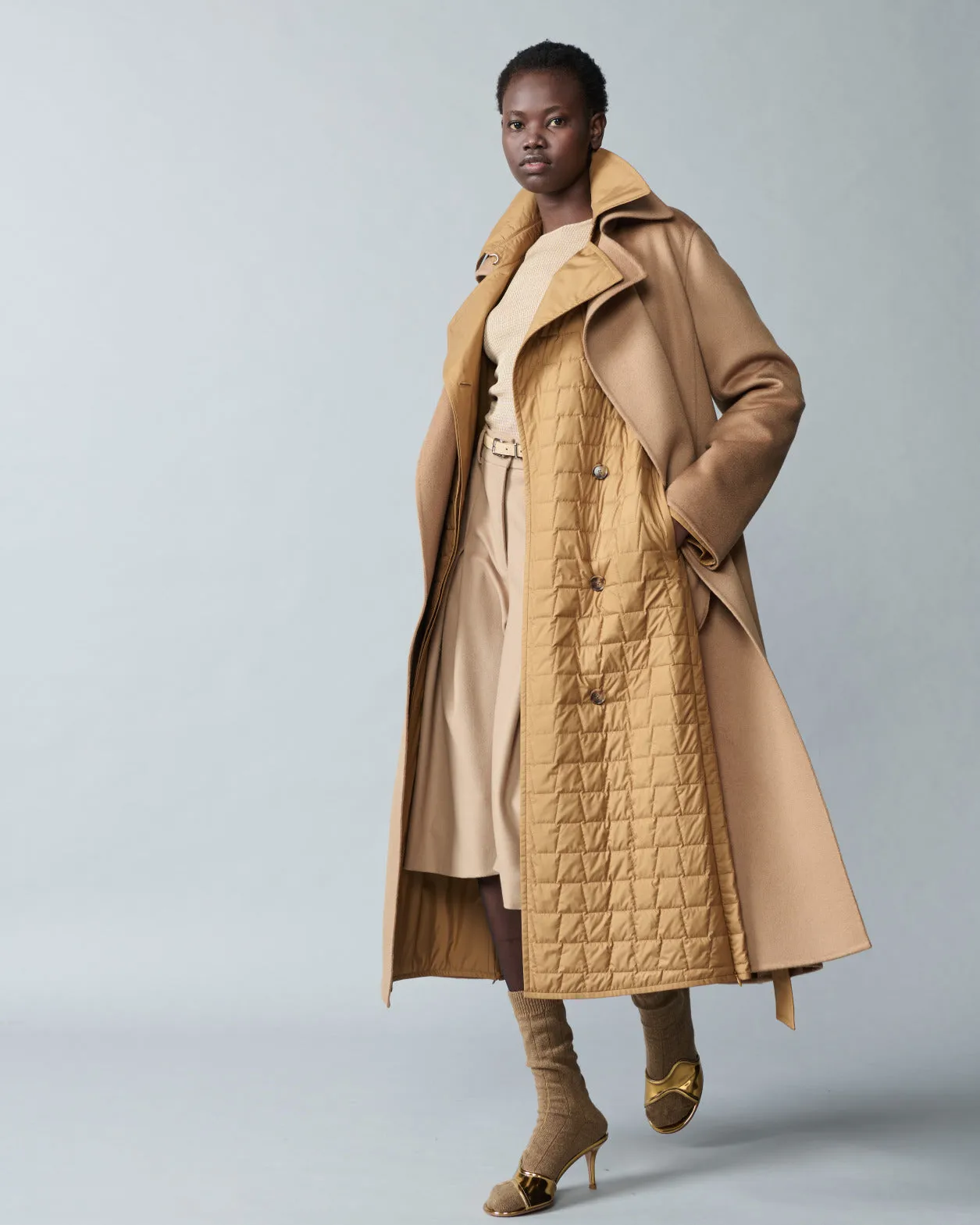 Luxurious 100% Cashmere Trench Wrap Coat - Elegant Outerwear for Ultimate Warmth and Style