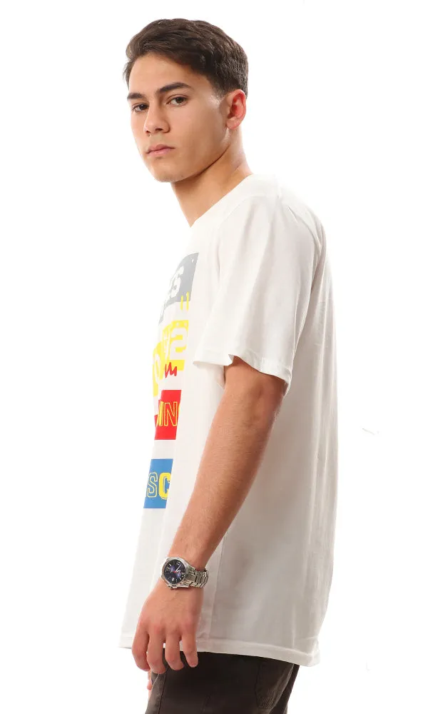 95062 Comfy Front Printed Cotton T-Shirt - White