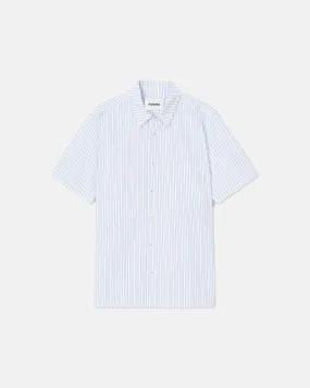Adam - Striped Cotton Shirt - White Blue