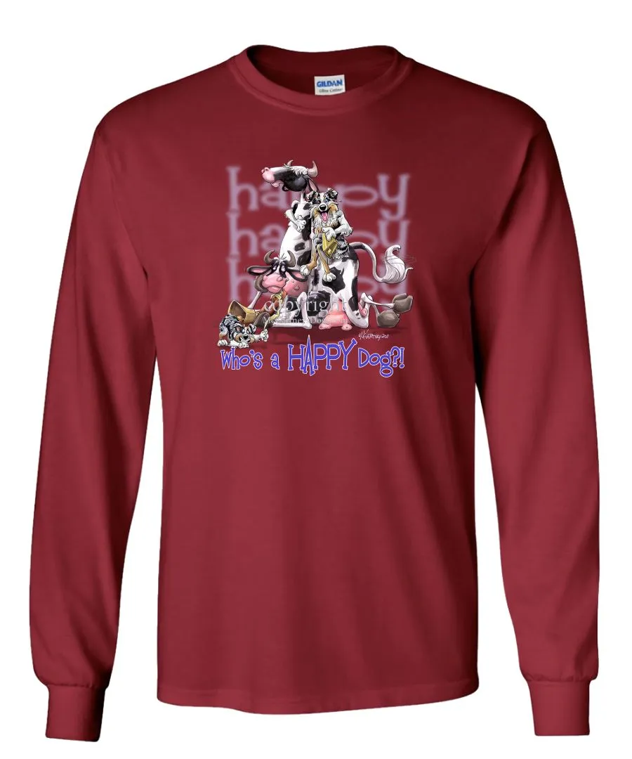 Australian Shepherd  Blue Merle - Who's A Happy Dog - Long Sleeve T-Shirt