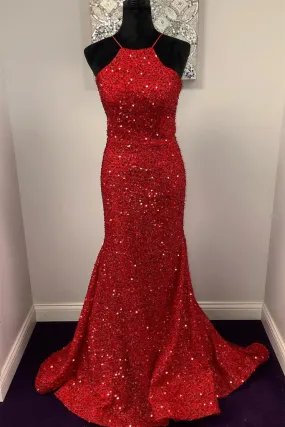 Backless Mermaid Burgundy Sequins Long Prom Dress, Mermaid Burgundy Formal Dress, Burgundy Evening Dress Y350