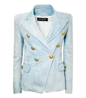 Stylish Womens Balmain Denim Blazer/Jacket - Size 38FR