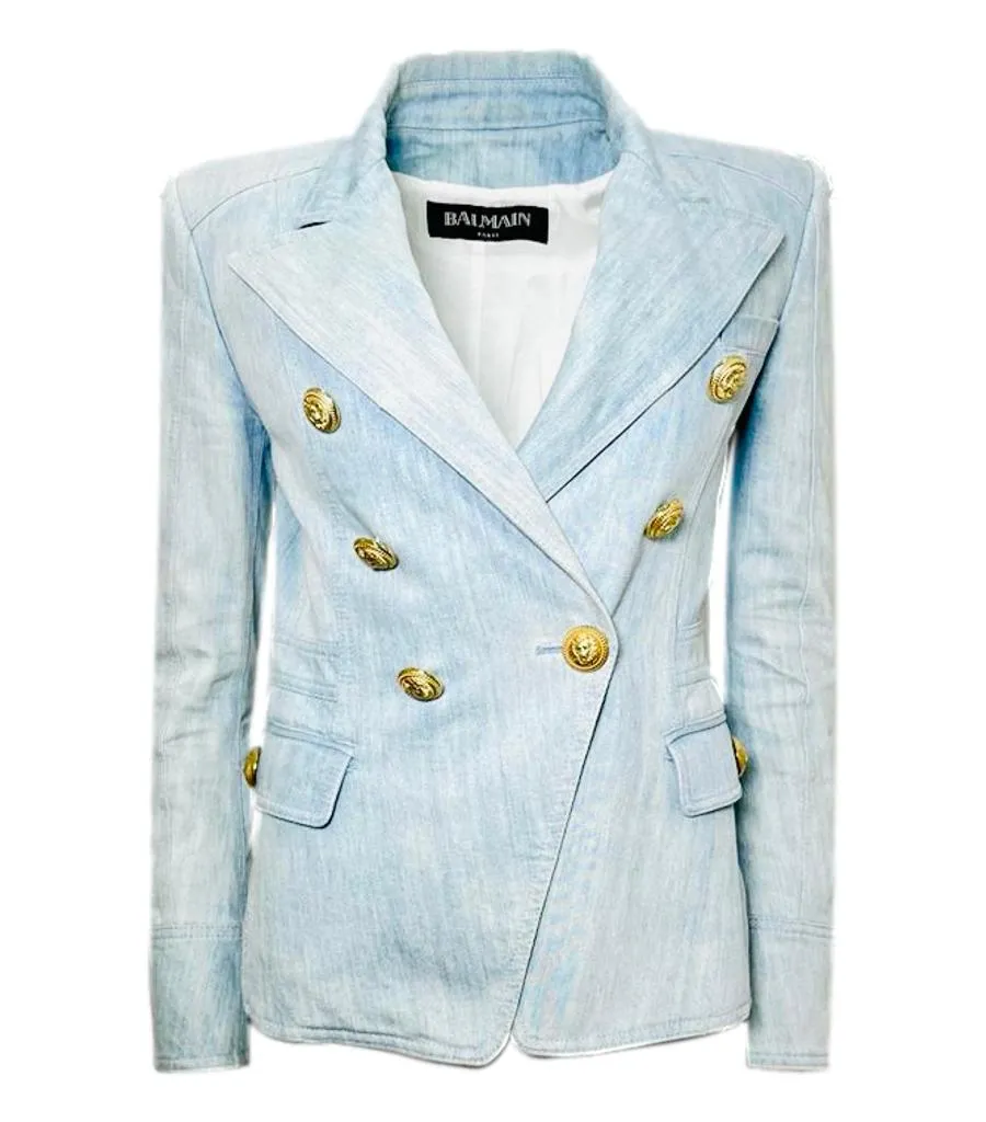 Stylish Womens Balmain Denim Blazer/Jacket - Size 38FR
