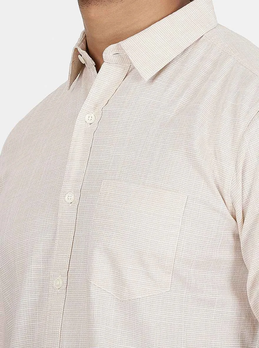 Beige Checked Slim Fit Casual Shirt | JadeBlue