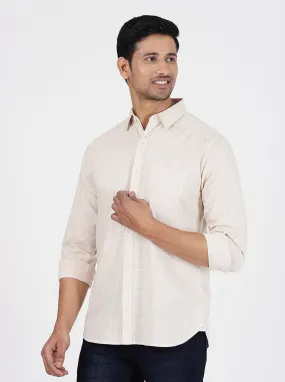 Beige Checked Slim Fit Casual Shirt | JadeBlue