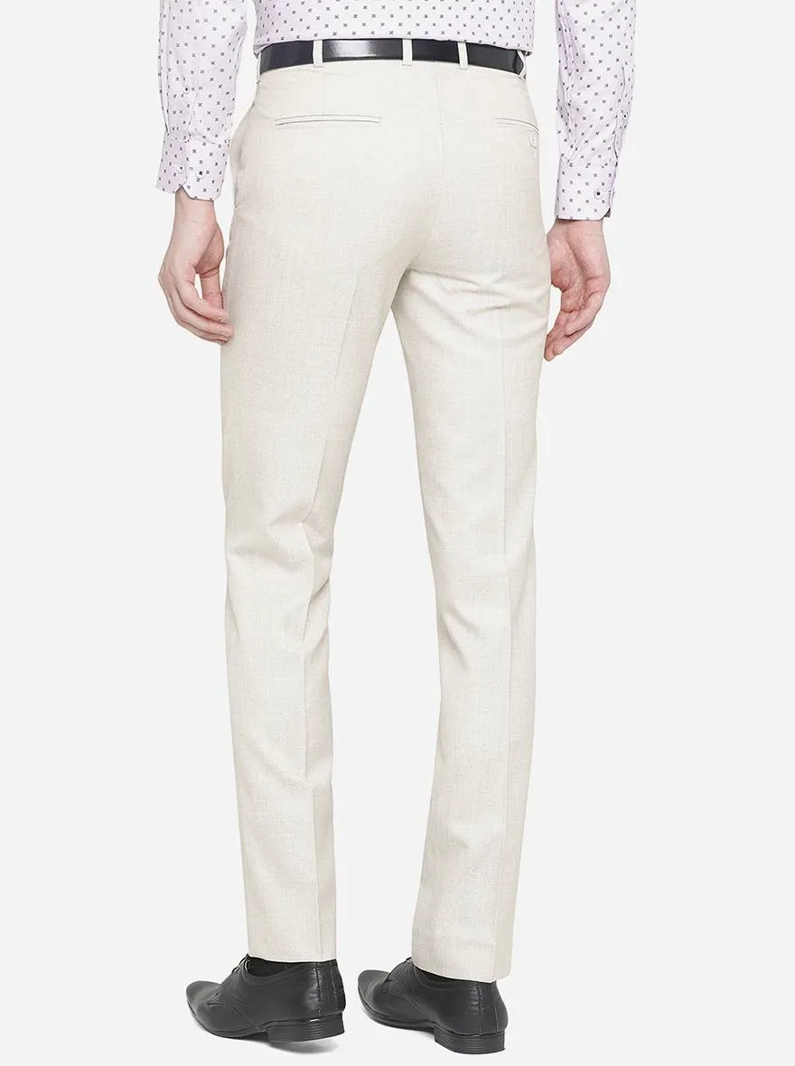 Beige Solid Slim Fit Formal Trouser | Greenfibre