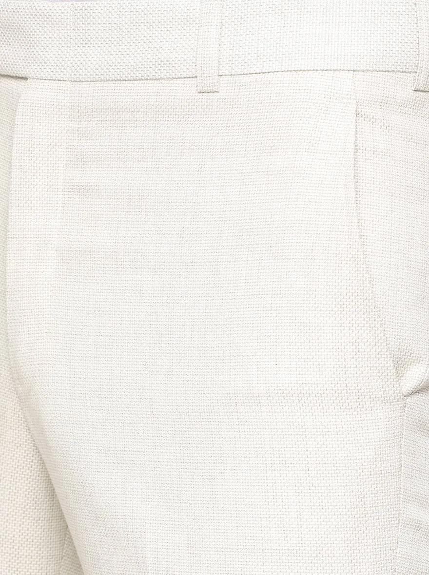Beige Solid Slim Fit Formal Trouser | Greenfibre