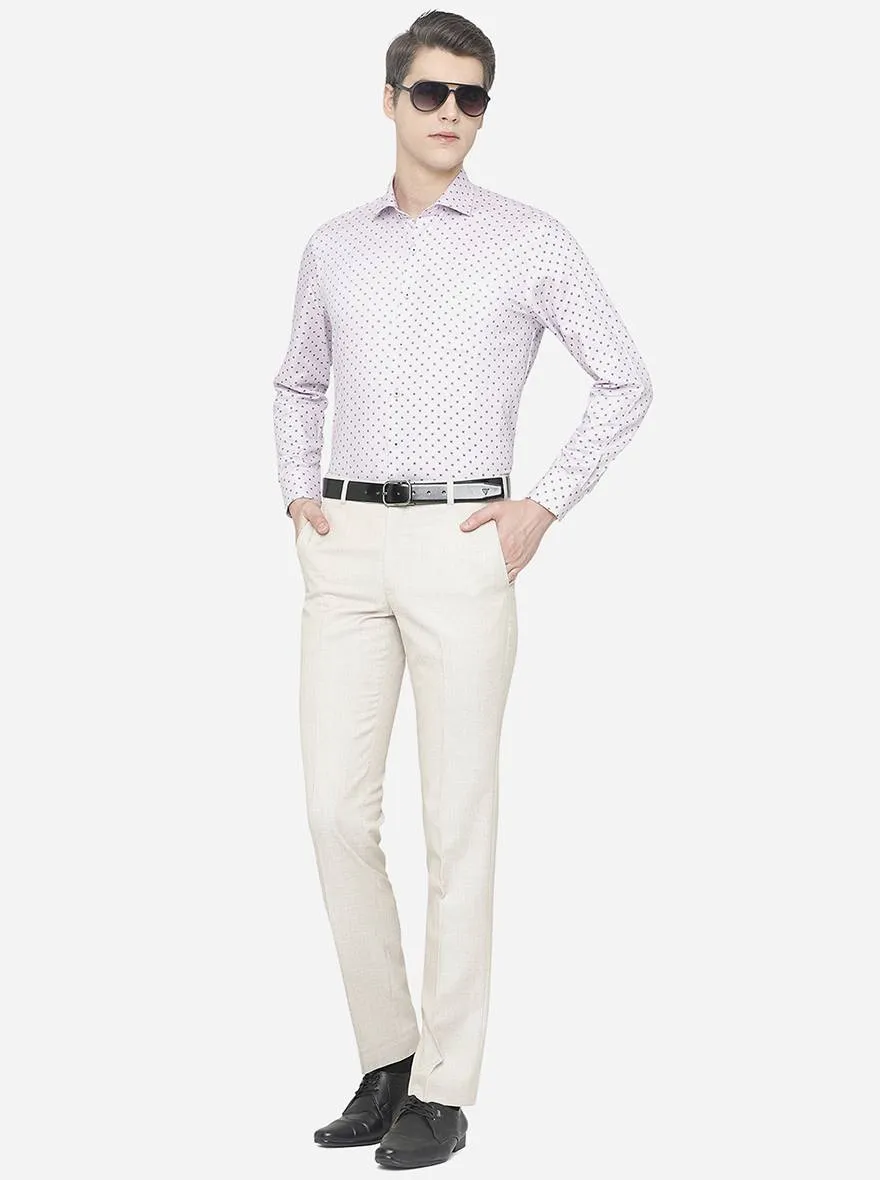 Beige Solid Slim Fit Formal Trouser | Greenfibre
