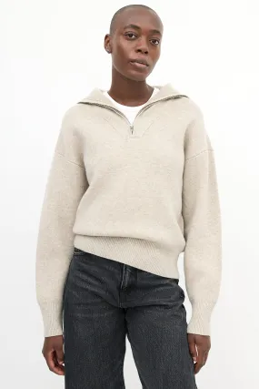 Beige Wool Myclan Quarter Zip Sweater