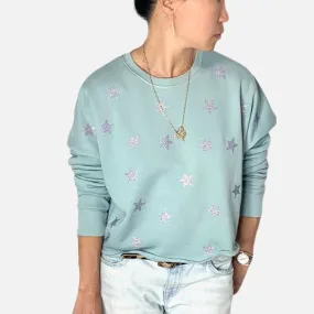 Bell Seaglass Crewneck Sweatshirt - Iridescent Glitter Hologram Stars