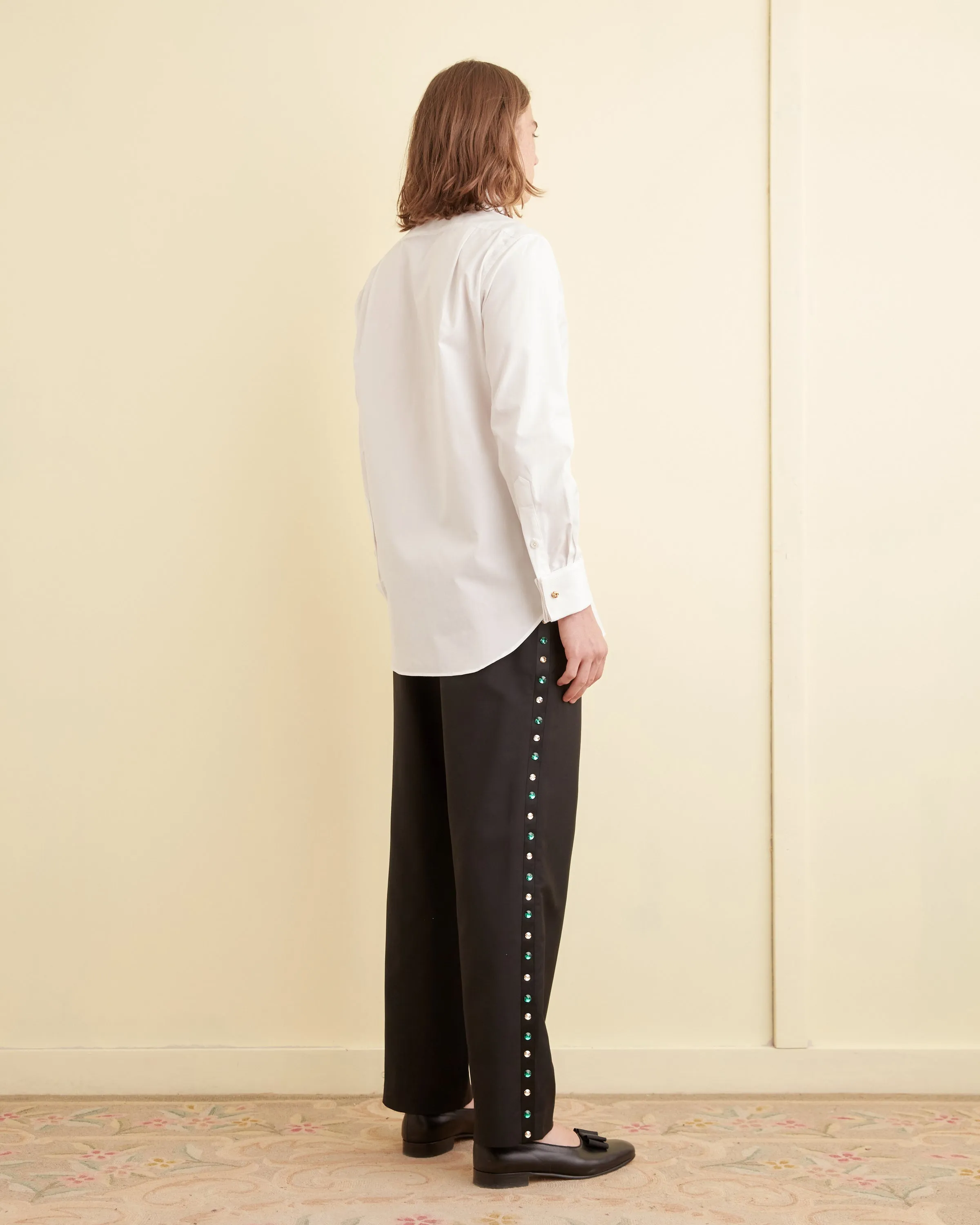 Elegant White Bib-Style Tuxedo Shirt - Perfect for Formal Occasions