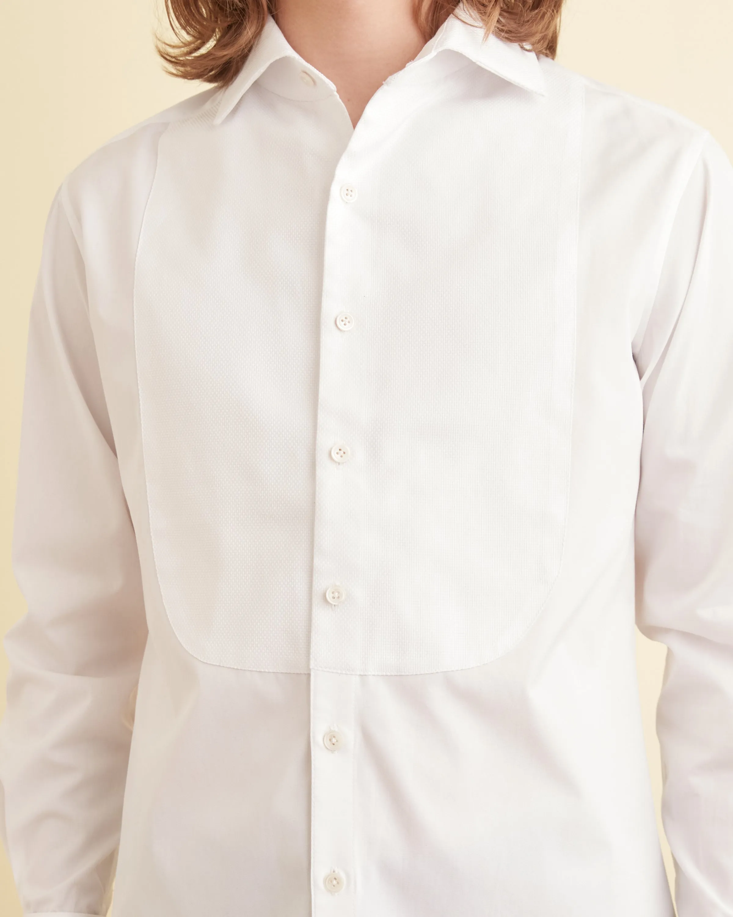 Elegant White Bib-Style Tuxedo Shirt - Perfect for Formal Occasions