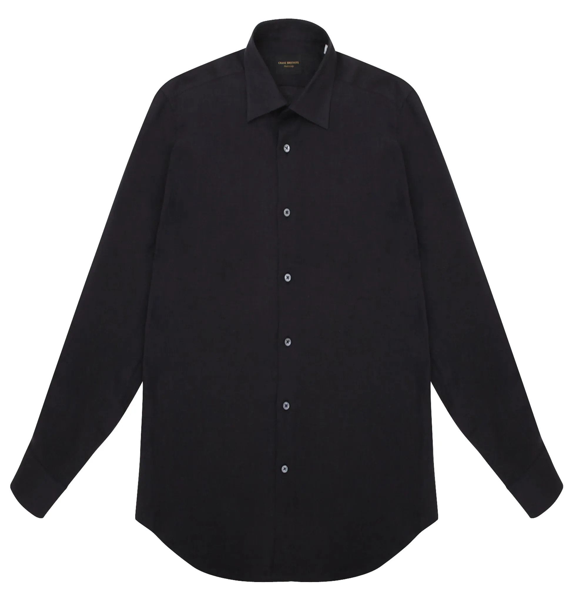 Black Linen Spread Collar Shirt