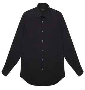 Black Linen Spread Collar Shirt