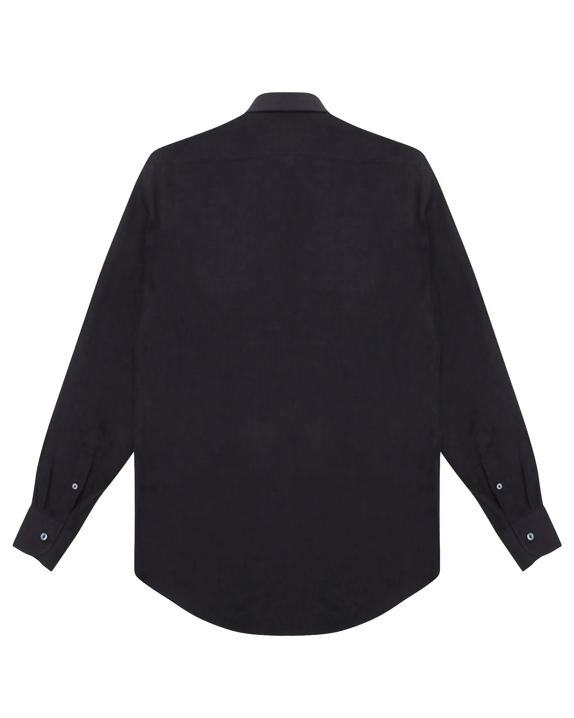 Black Linen Spread Collar Shirt