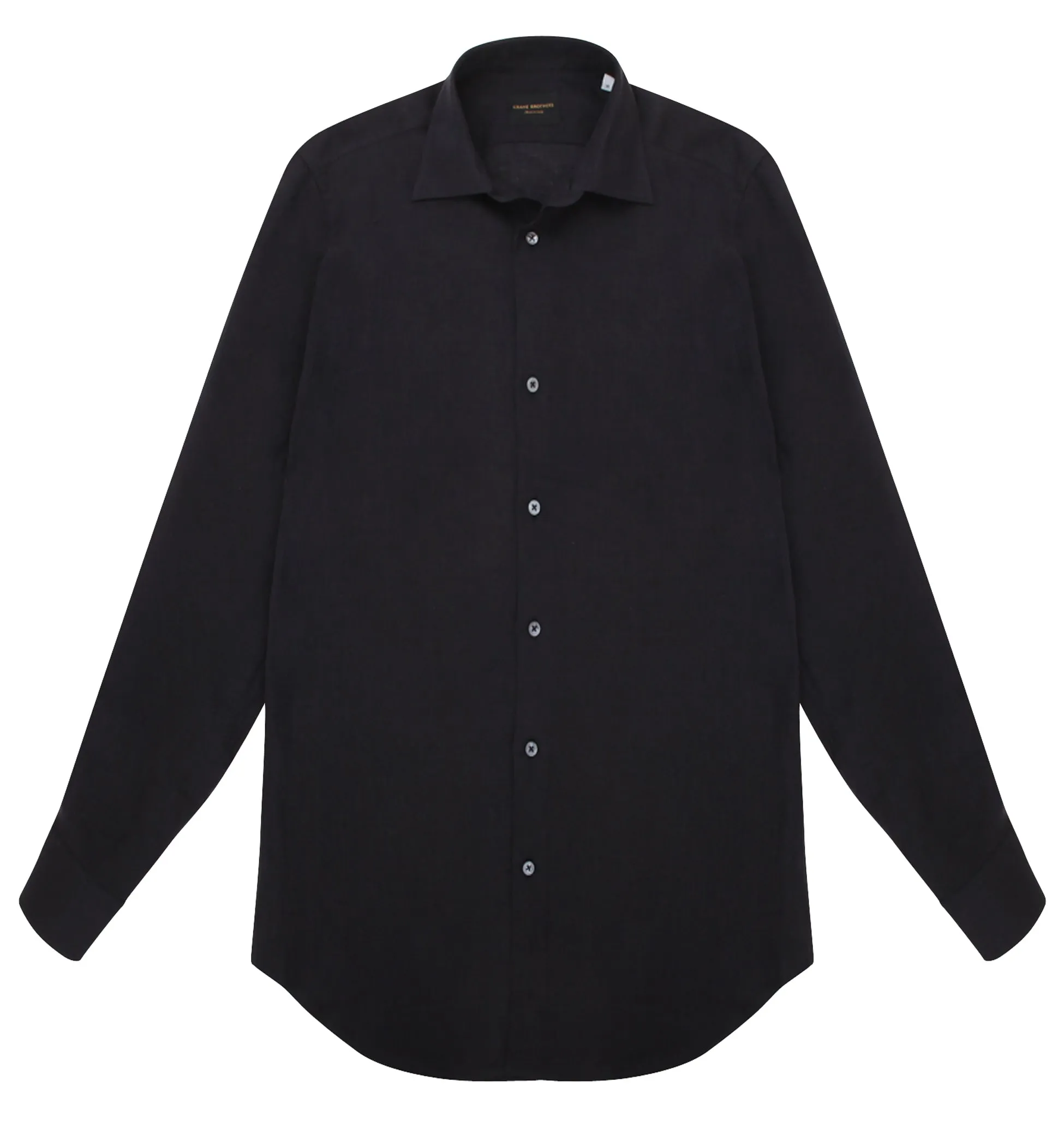 Black Linen Spread Collar Shirt