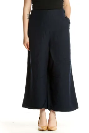 Black Solid Casual Palazzo Pants
