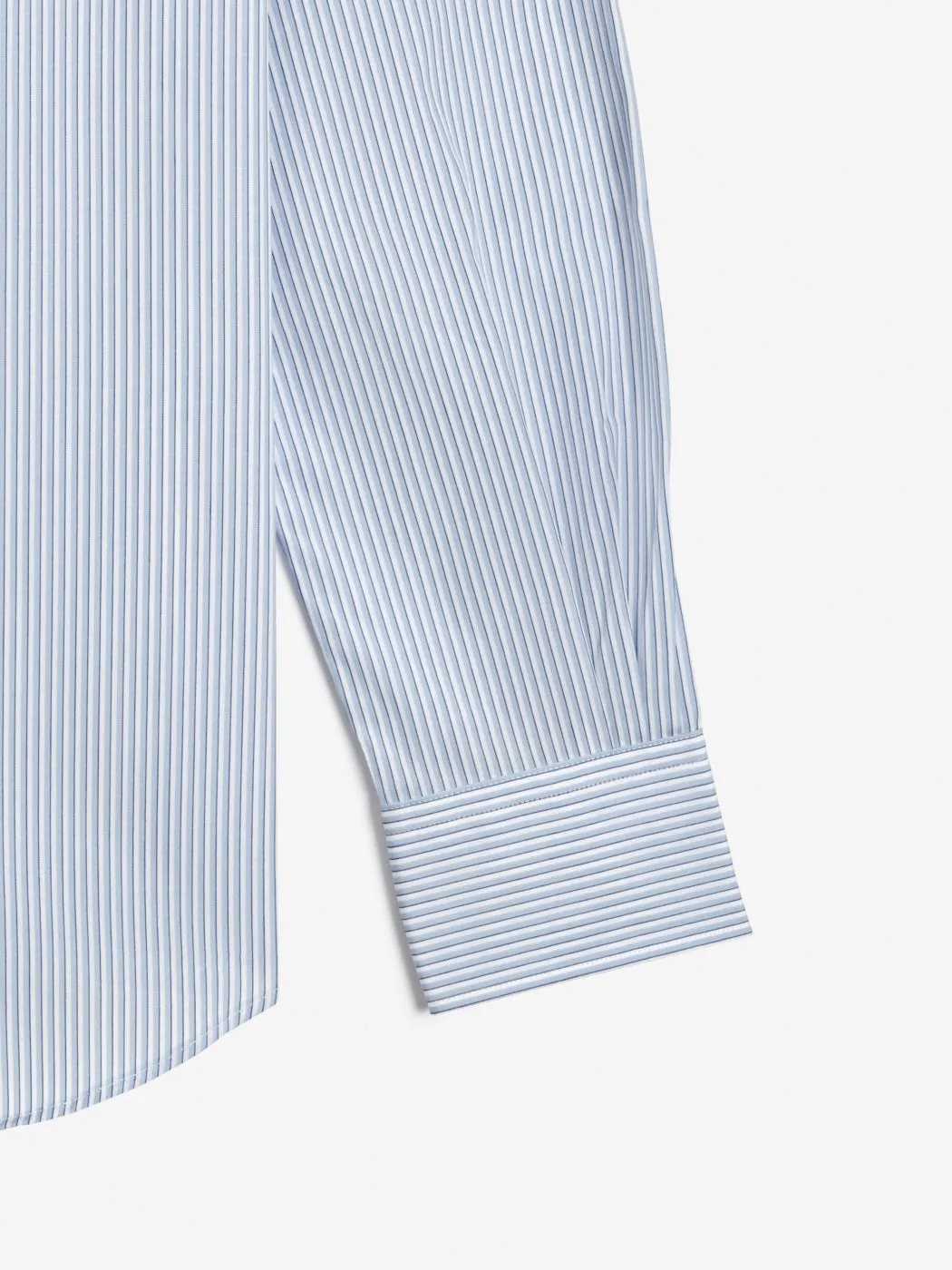 Blue Edged Stripe Poplin Slim Fit Single Cuff Classic Collar Shirt