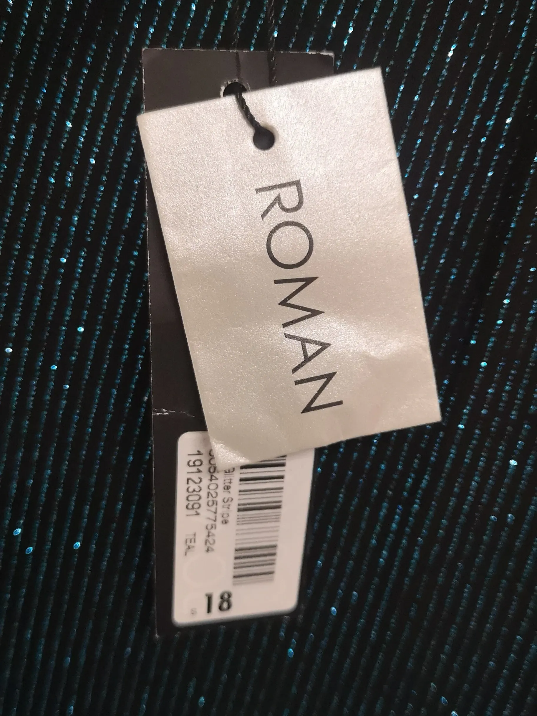 BNWT Roman Curve Black & Blue Glitter Stripe Dress Size 18