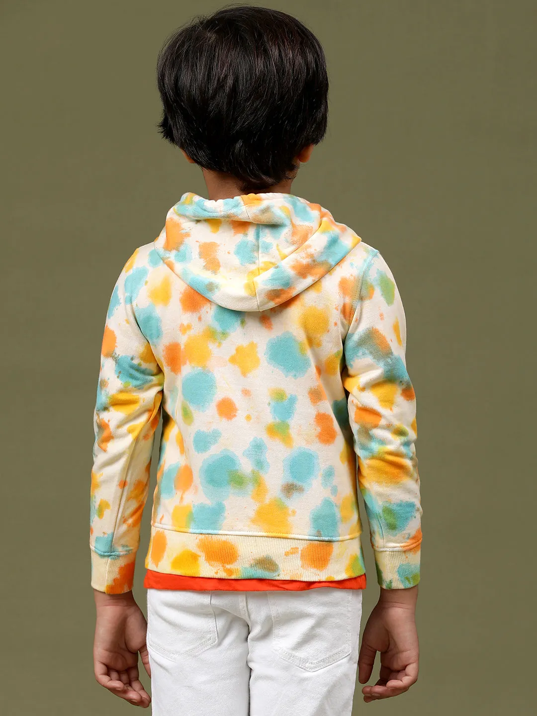 Boys Pestel Yellow Cotton Tie and Dye Sweatshirt