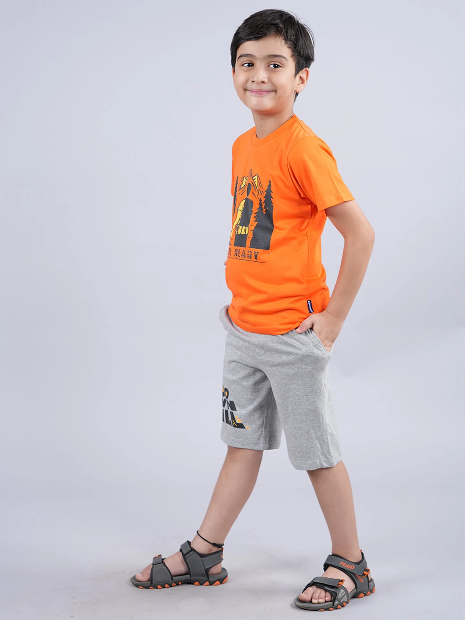 Boys Printed Tee & Knit Shorts Set