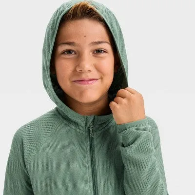 Boys' Waffle Hooded Sweatshirt - All In Motion North Green XL