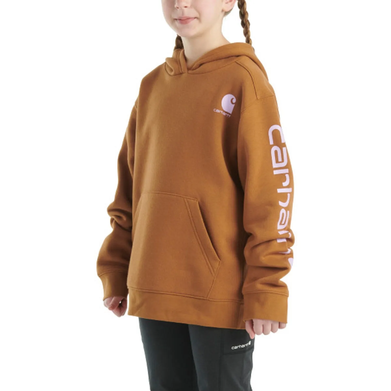 Carhartt Girls Graphic Logo Hooded Sweatshirt - Stylish & Comfortable Pullover for Active Girls