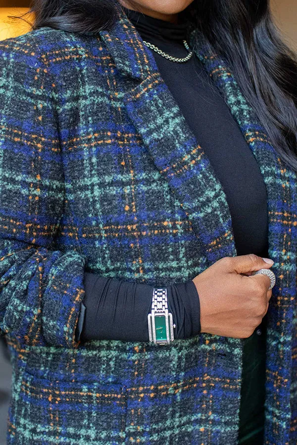 Casual Plaid Lapel Collar Coat