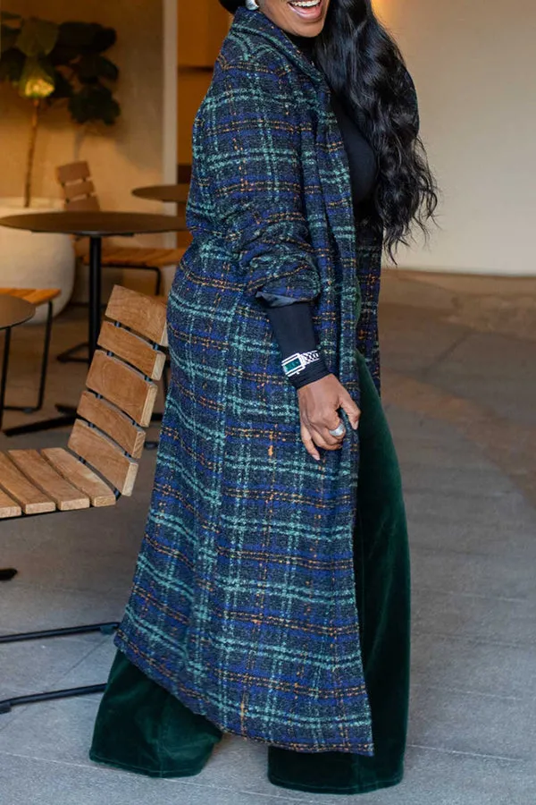 Casual Plaid Lapel Collar Coat