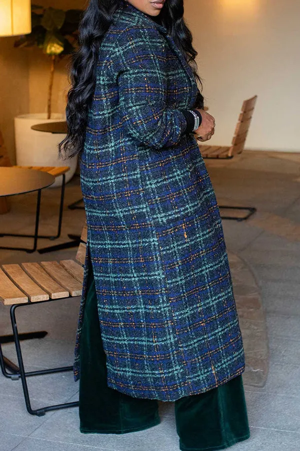 Casual Plaid Lapel Collar Coat