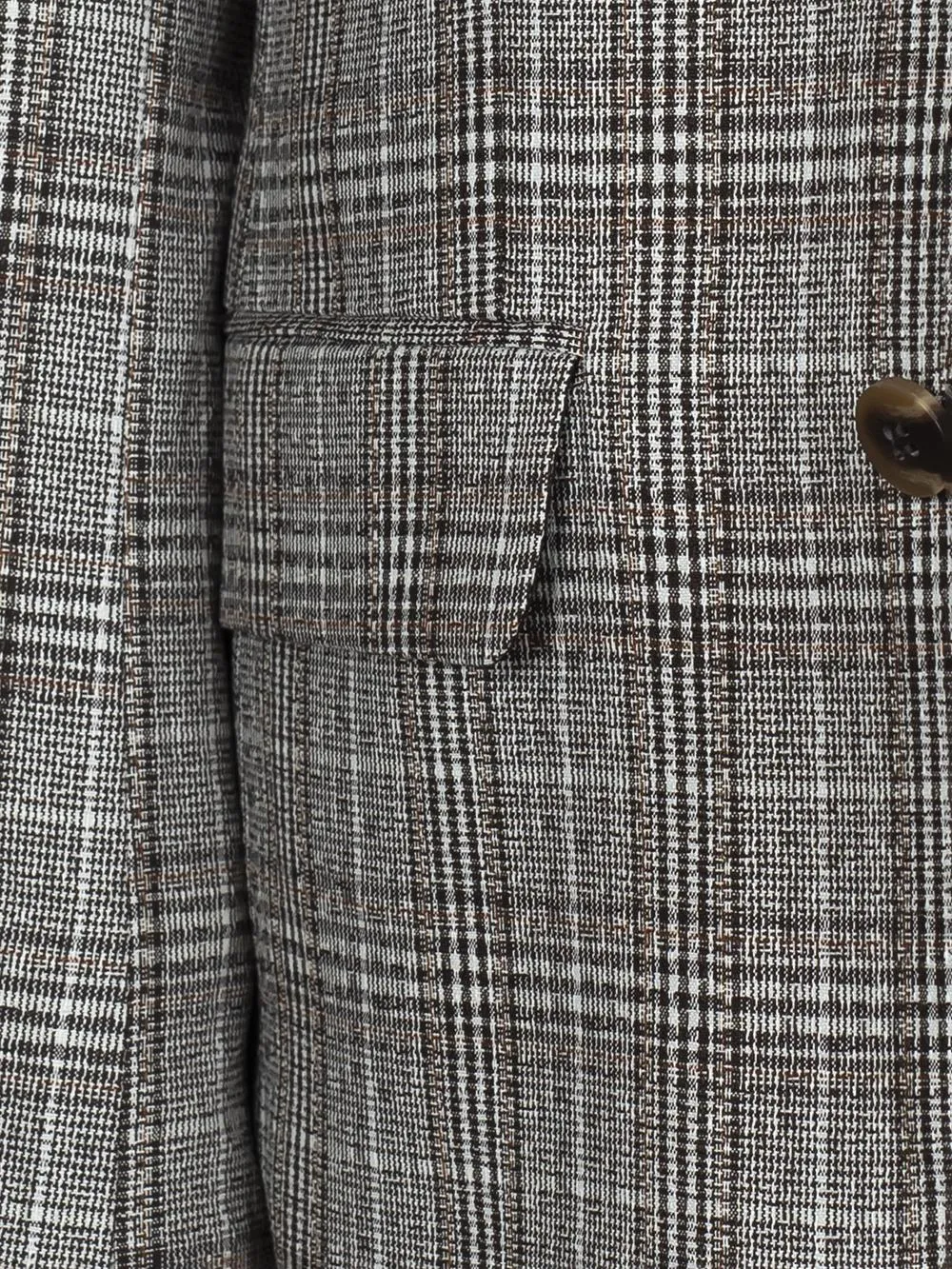Checked Brown Pure Linen Men Summer Suit