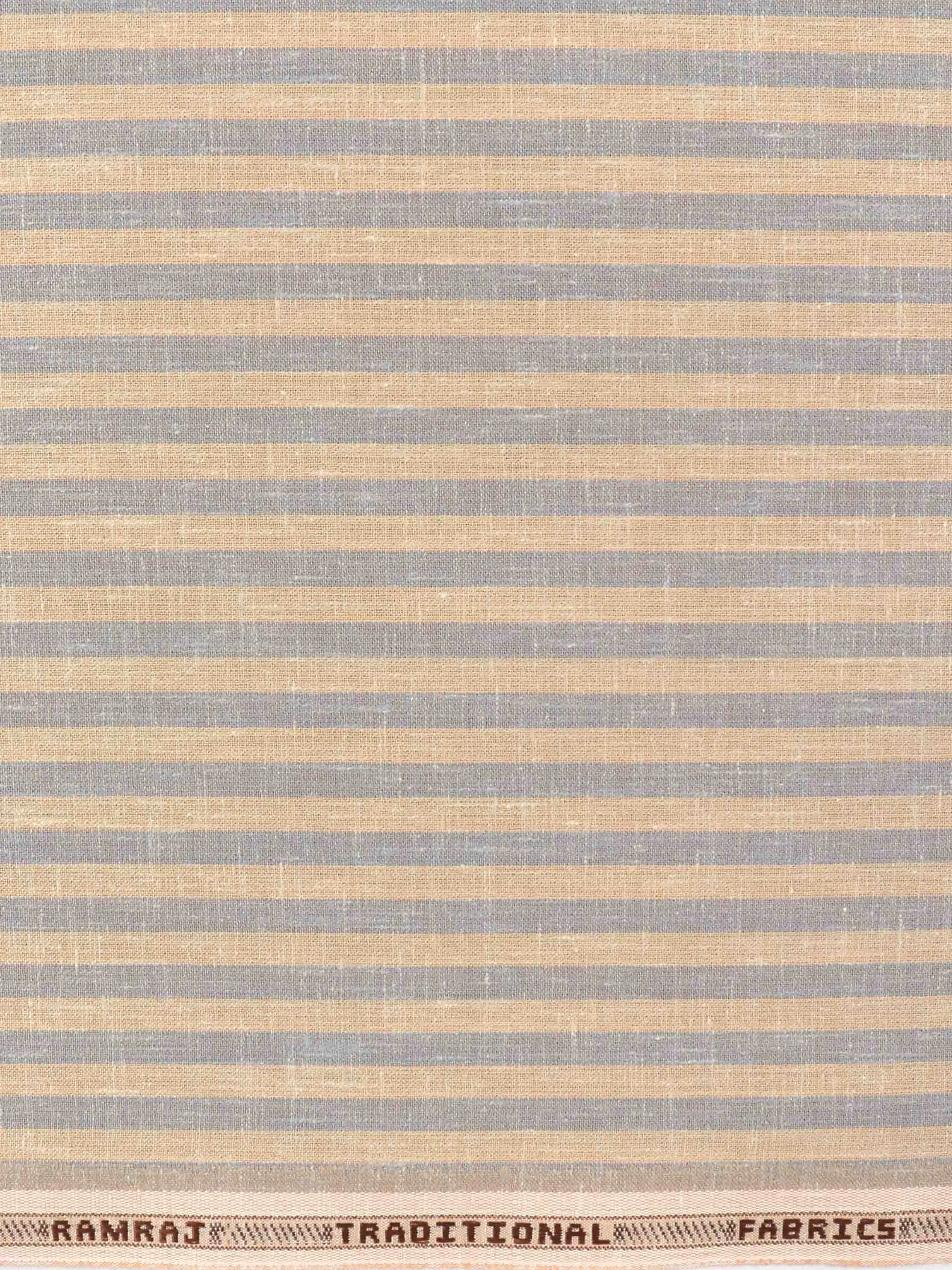 Cotton Blended Colour Striped Shirt Fabric Light Sandal & Grey Elight Gold