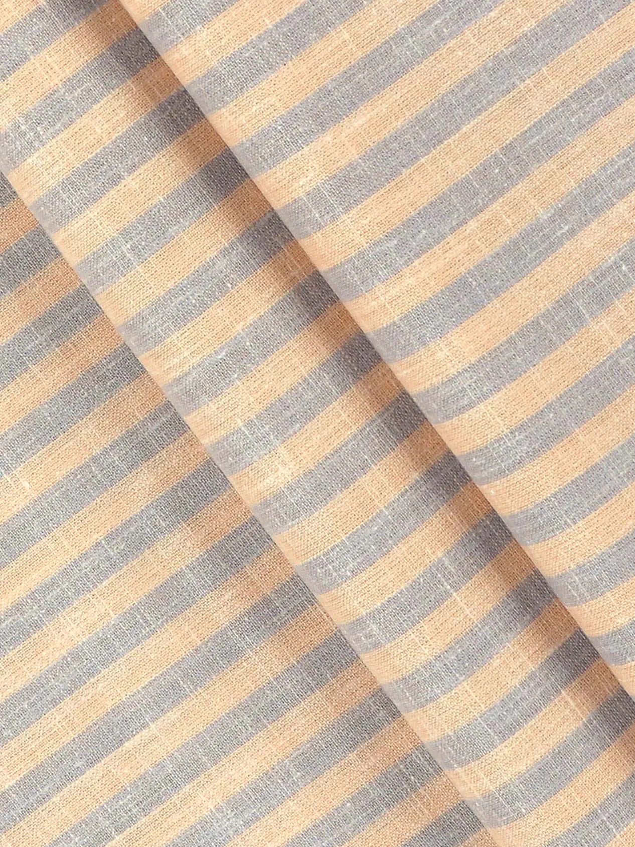 Cotton Blended Colour Striped Shirt Fabric Light Sandal & Grey Elight Gold
