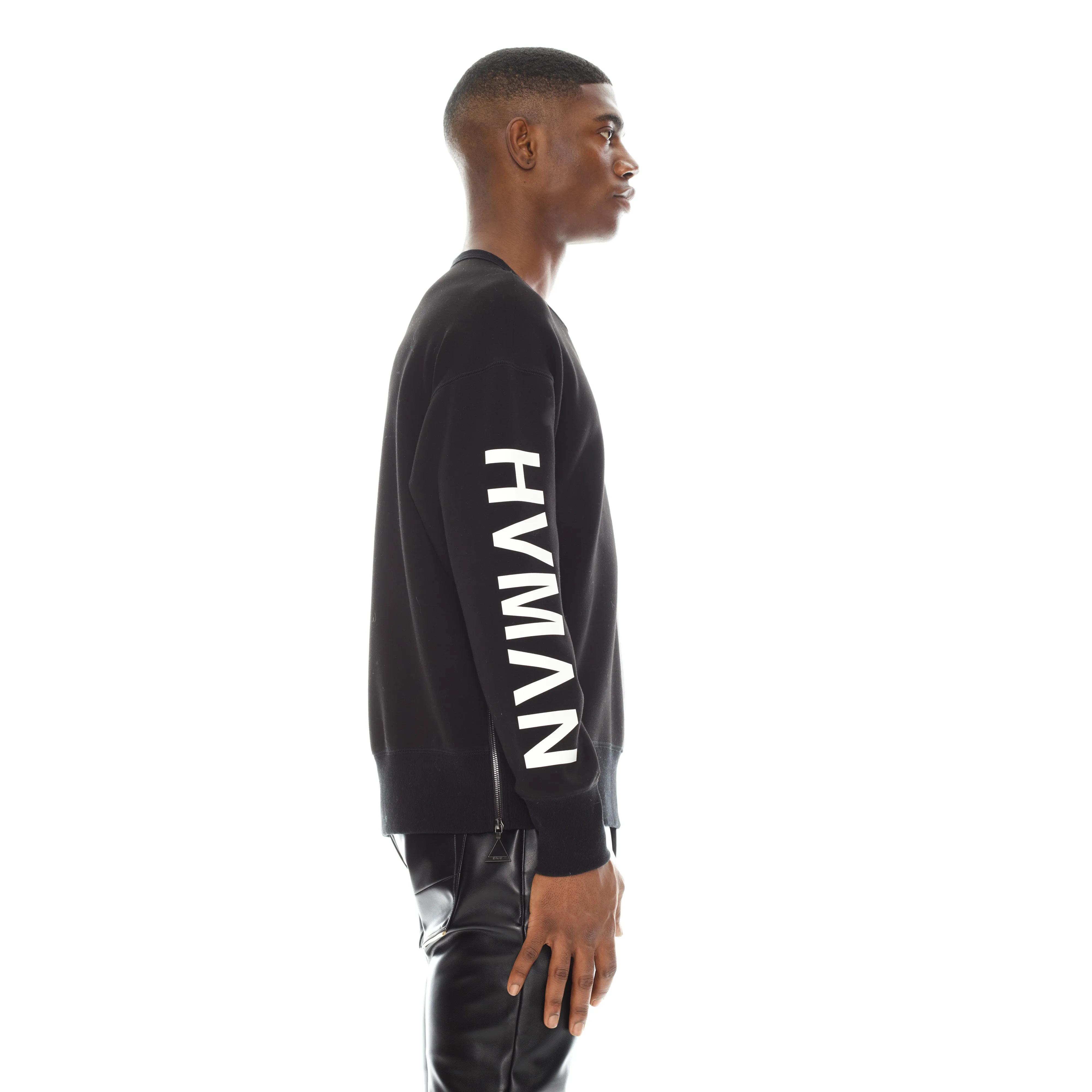 Black Crew Neck Sweatshirt with Graphic Design