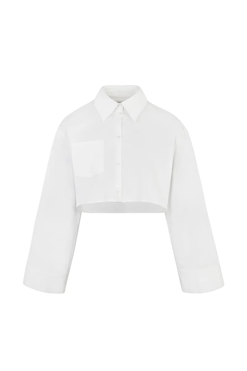 Cropped Formal Shirt - White