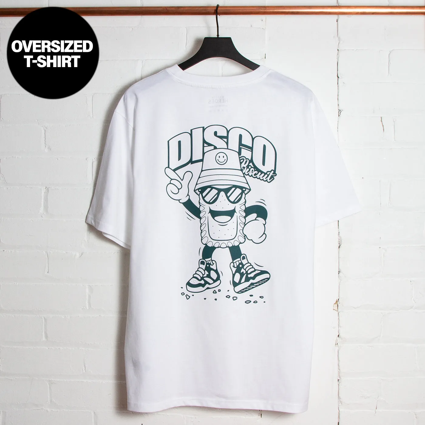 Discoff Biscuit Back Print - Oversized Tshirt - White