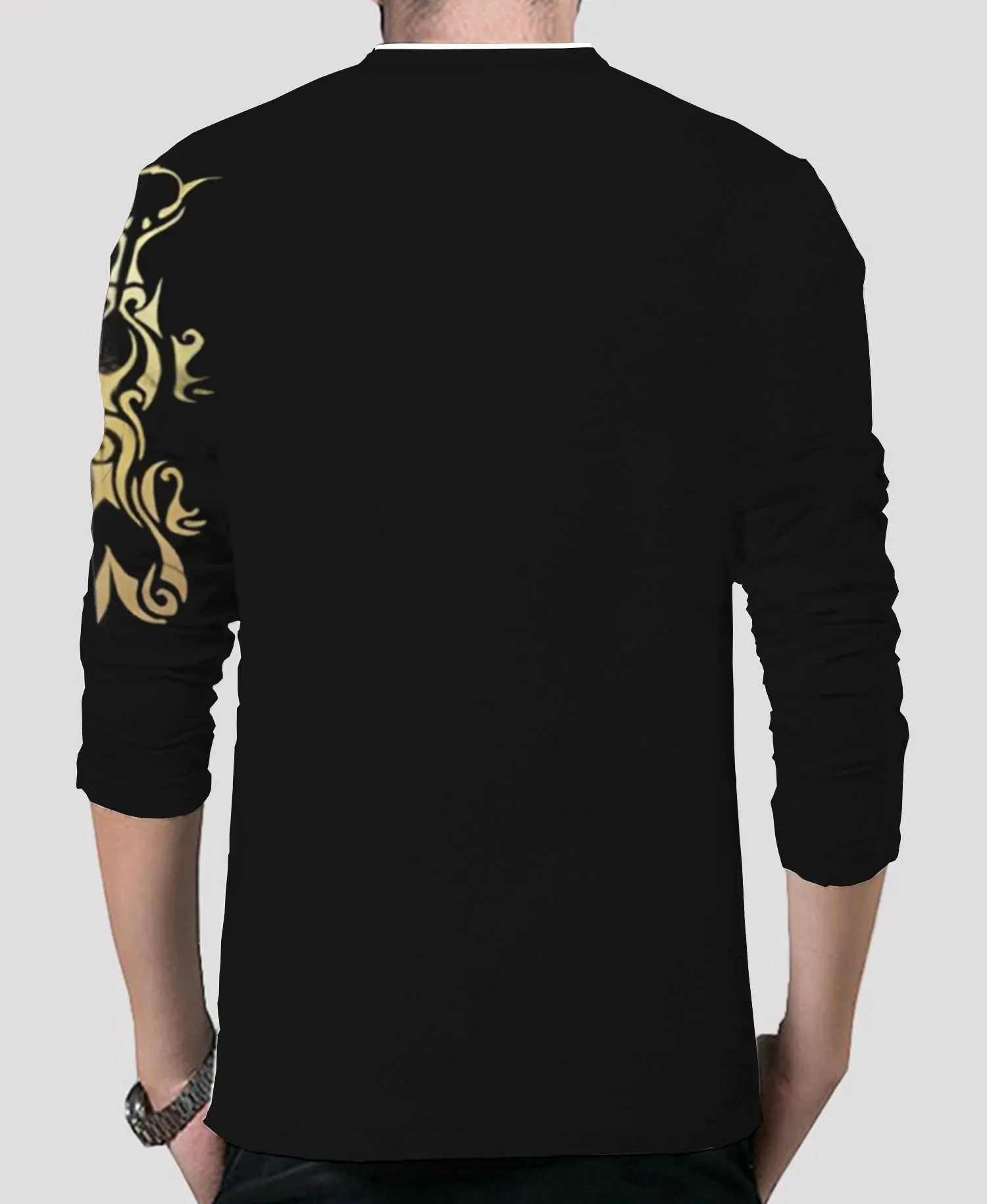 Dragon Printed Henley Full Sleeve T-Shirt