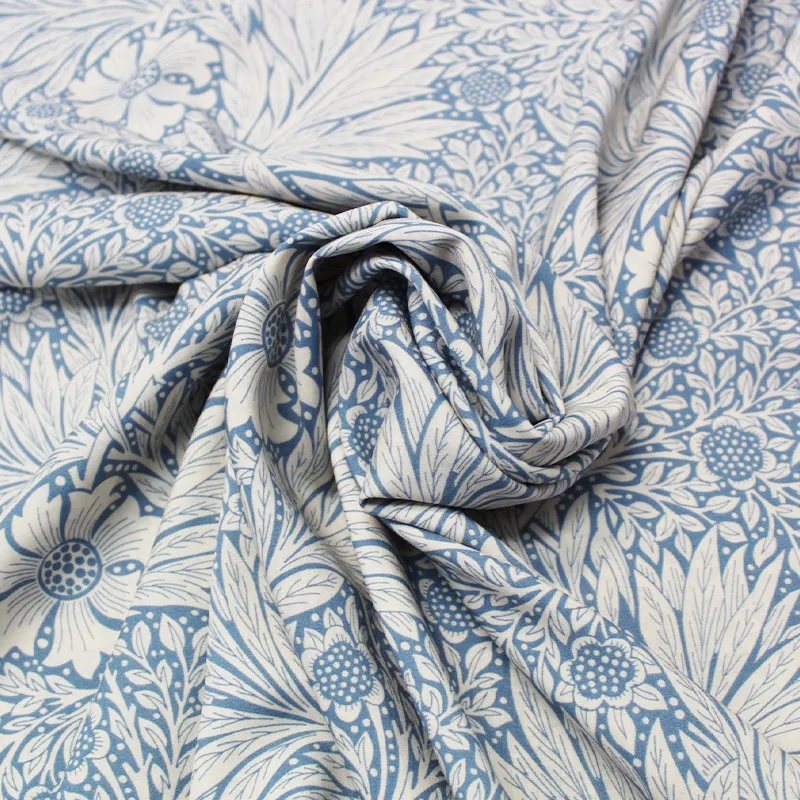 Dressmaking Pale Blue Floral Viscose - Morris