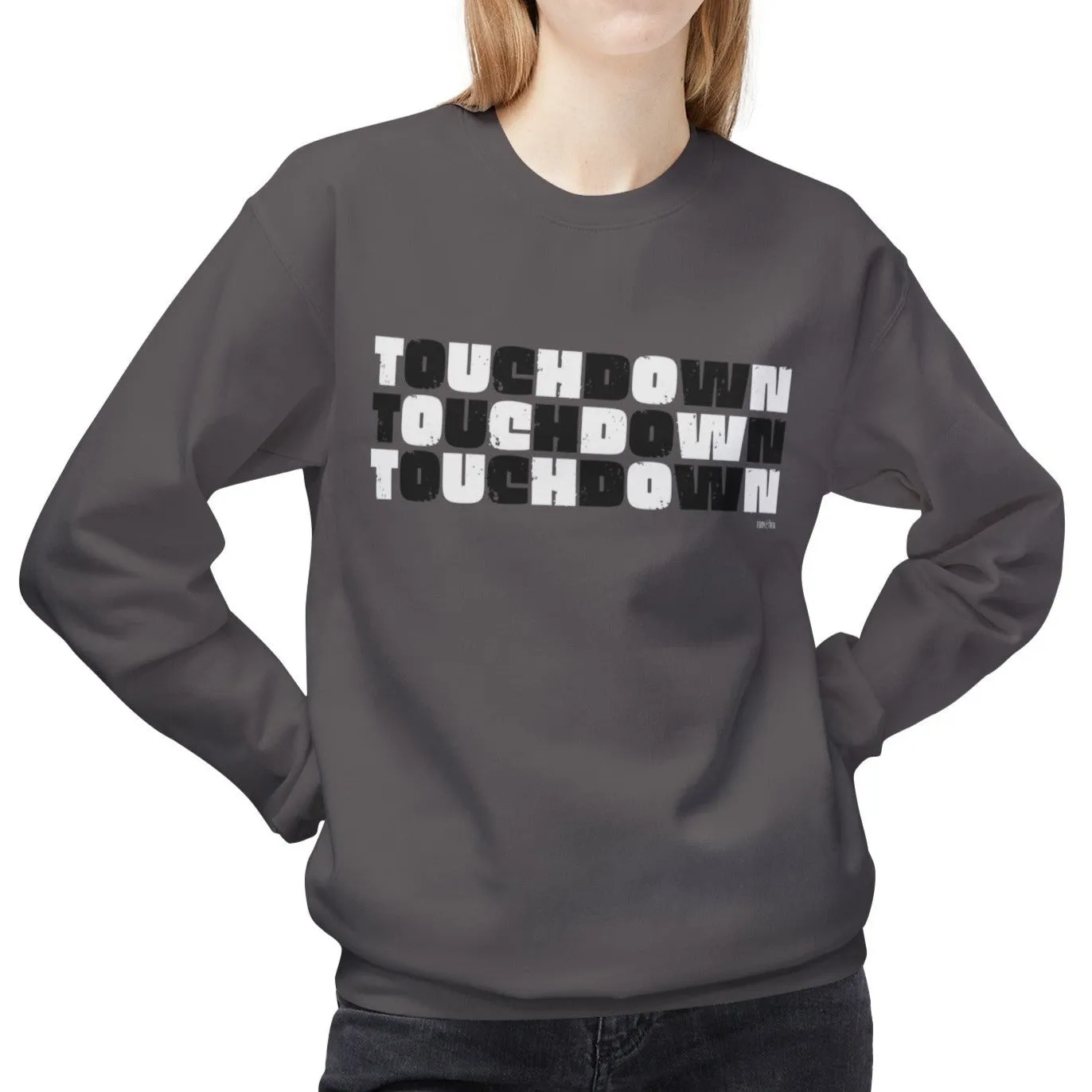 Eddy and Rita Women's Midweight Crewneck Sweatshirt - "Touchdown" Black and White Checked Graphic Pullover