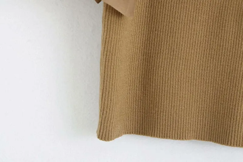 FASHION ORGANZA PATCHWORK KNITTED CROPPED BLOUSE