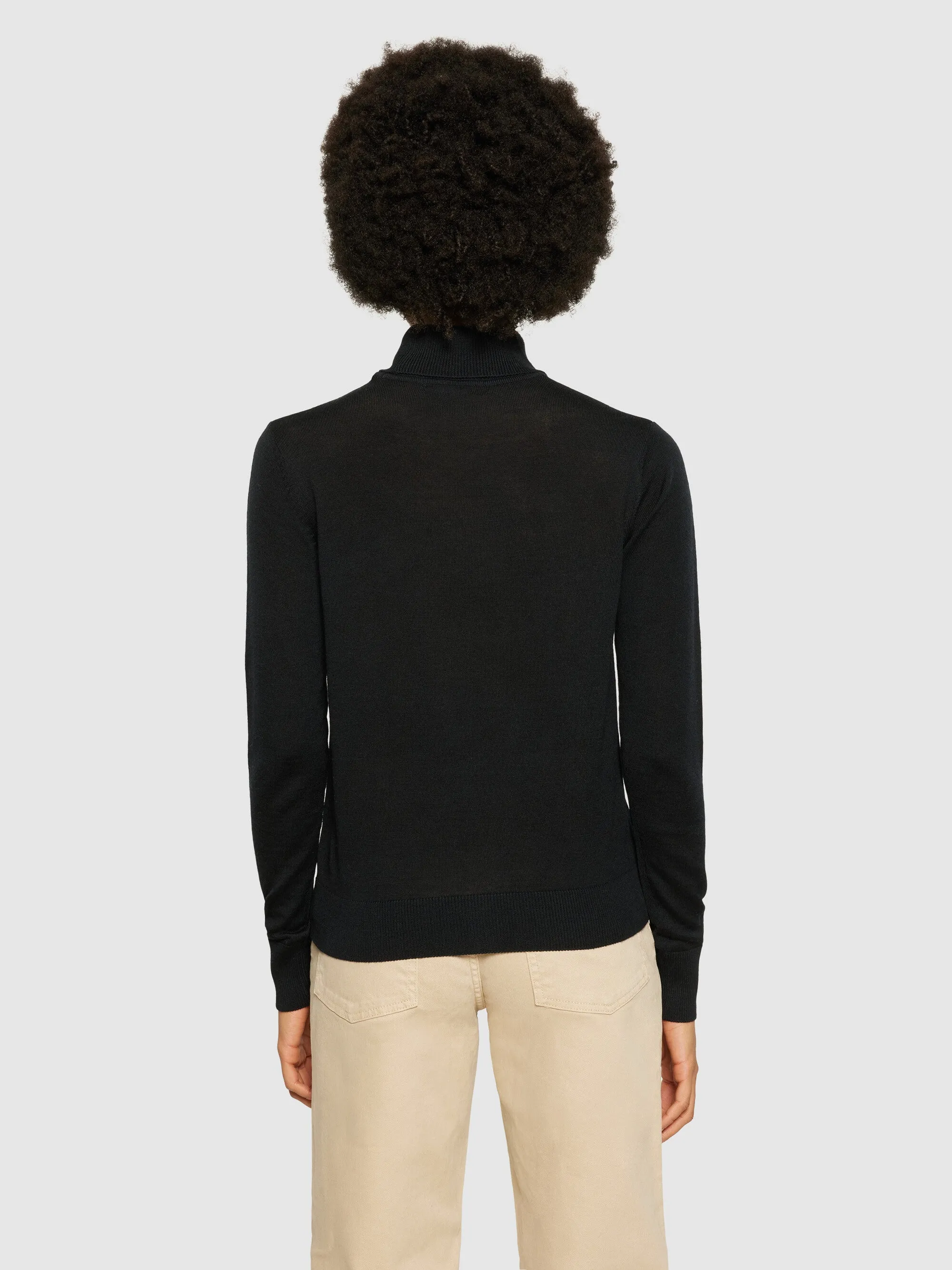 Fine merino roll neck - RWS - Black Jet
