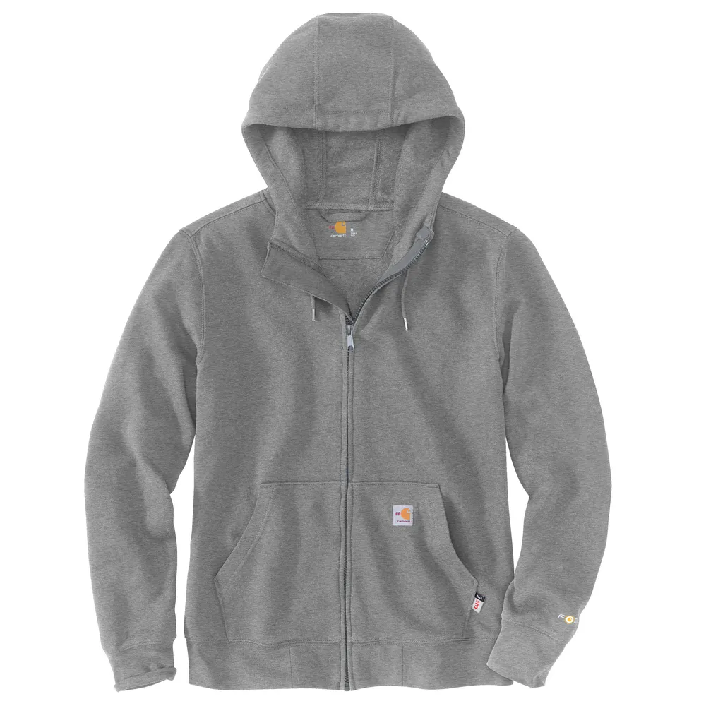 Flame Resistant Force Relaxed Fit Midweight Zip-Front Sweatshirt - 020-Granite Heather | Carhartt 105284