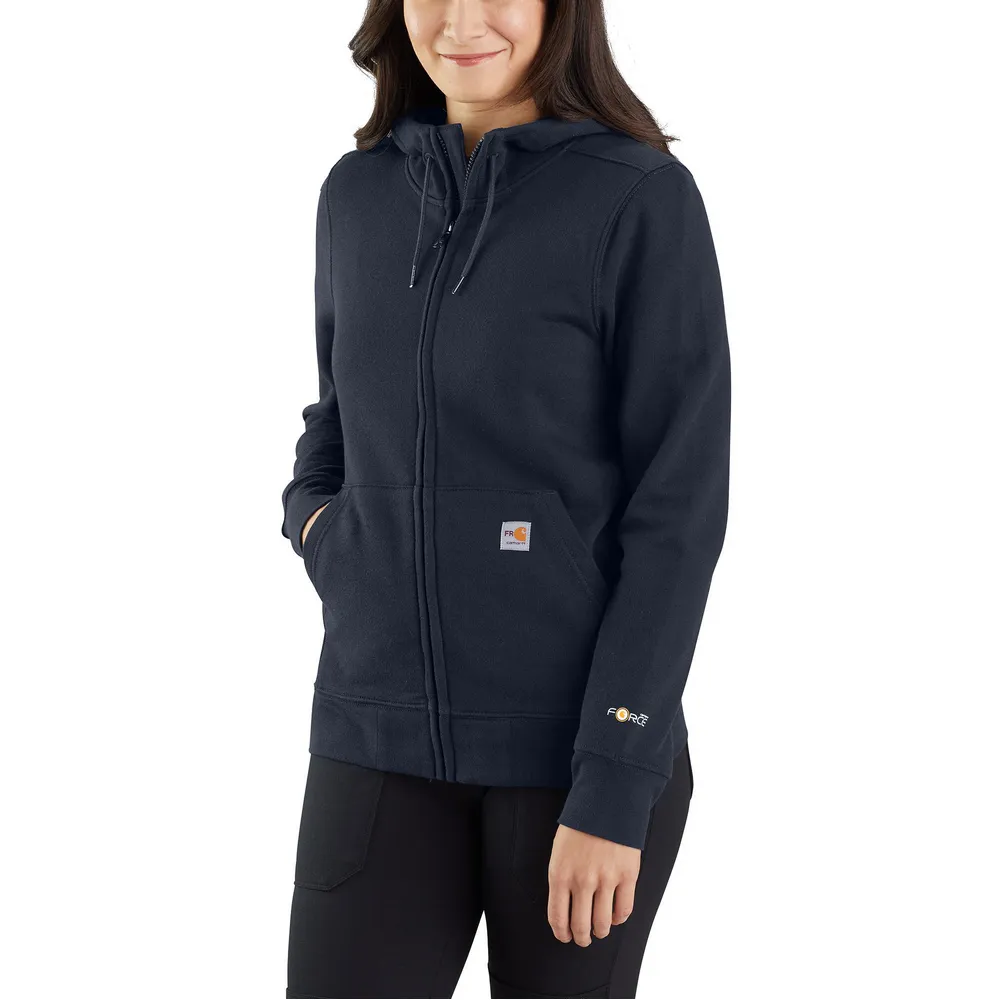 Flame Resistant Force Relaxed Fit Midweight Zip-Front Sweatshirt - I26-Navy | Carhartt 105284