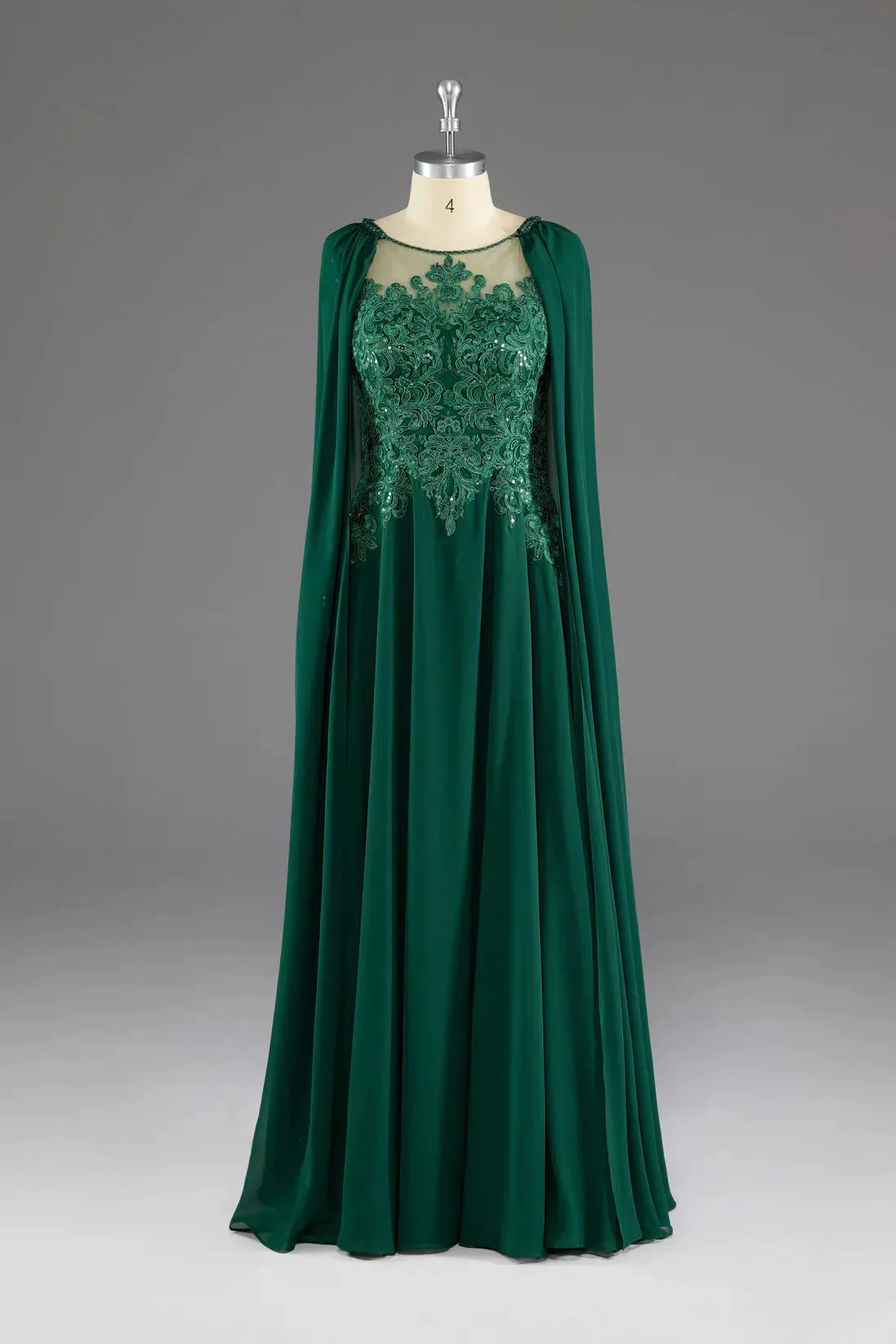 Formal Wear Dresses Dark Green A-Line Lace Appliques Chiffon Long Prom Dress Formal Party Dress Prom Dresses Shops Formal Women's Dresses