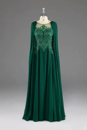 Formal Wear Dresses Dark Green A-Line Lace Appliques Chiffon Long Prom Dress Formal Party Dress Prom Dresses Shops Formal Women's Dresses