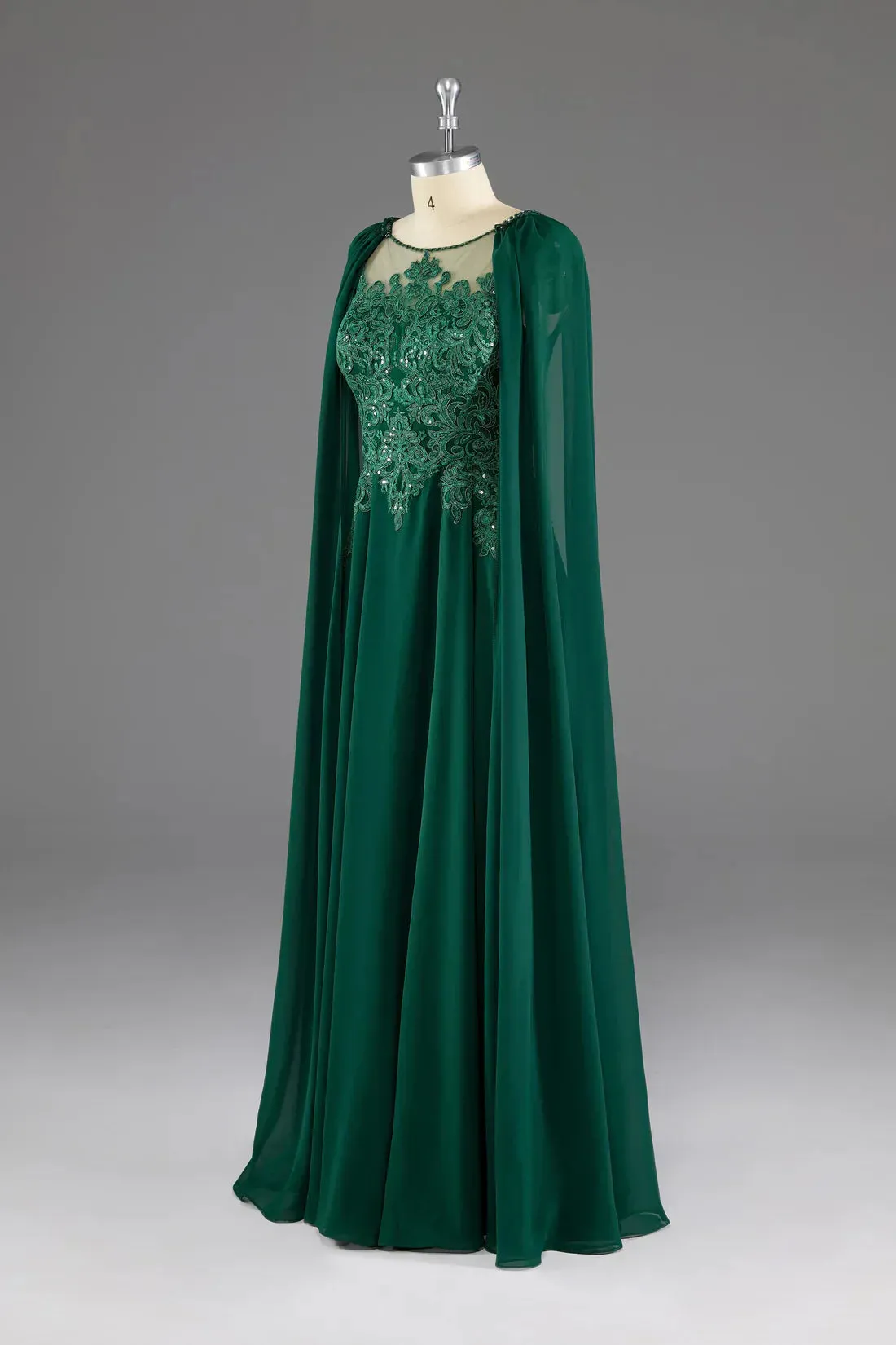 Formal Wear Dresses Dark Green A-Line Lace Appliques Chiffon Long Prom Dress Formal Party Dress Prom Dresses Shops Formal Women's Dresses