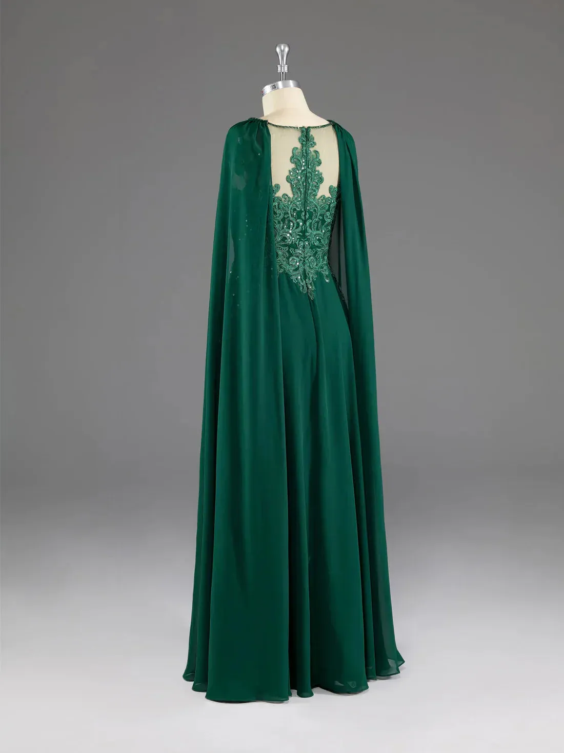 Formal Wear Dresses Dark Green A-Line Lace Appliques Chiffon Long Prom Dress Formal Party Dress Prom Dresses Shops Formal Women's Dresses