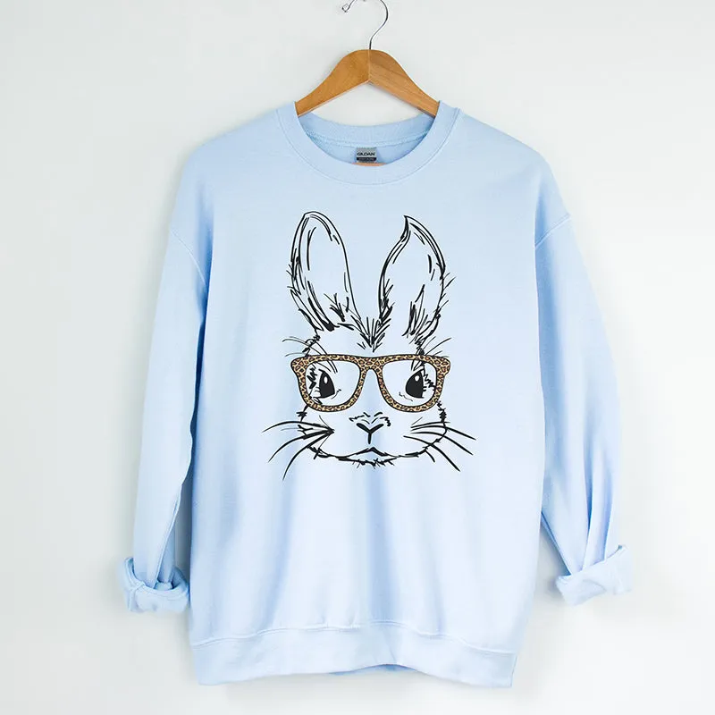 Happy Easter Bunny With Leopard Glasses Sweatshirt